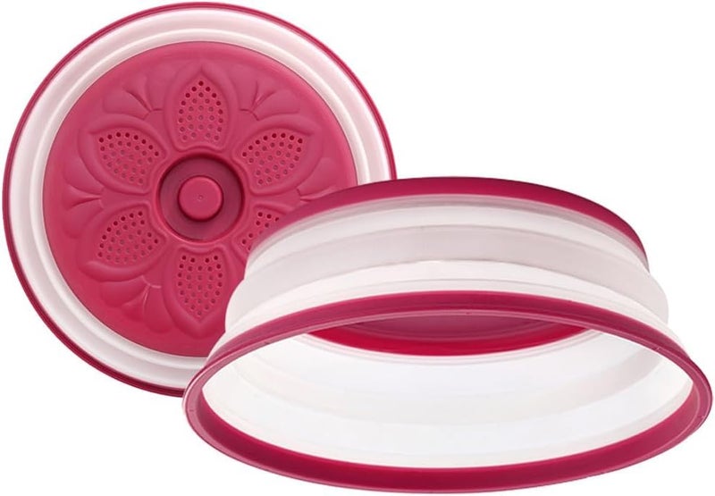EZYHOME Microwave Splatter Cover, Collapsible and Reusable Food Cover, Ventilated Foldable Microwave Splash Proof Dining Plate Cover, Multi-Purpose Colander Kitchen Gadget for Meal Prep BPA-Free - Image 1