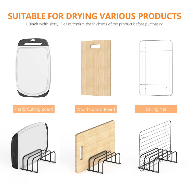 KORRTFID Cutting Board Storage Rack, Compact Cutting Board Organizer, Chopping Board Storage Stand Rack, Bakeware & Cookie Pan Sheets Organizer (1.0 Inch Width Slots) - Image 5