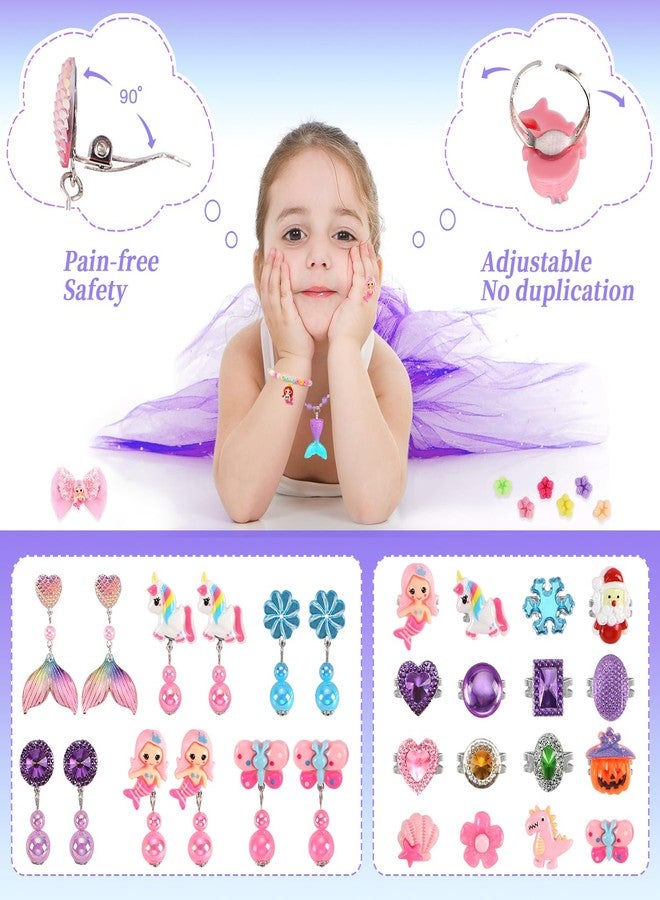 Drabac Toddler Girl Toys for Ages 5-7 Littler Girls Jewelry Set,51Pcs Kids Toy for Girls Age 8-10 Clip on Earrings,Princess Toys Adjustable Ring,Girl Toy Age 3 4 5 6-8 Year Old Birthday Christmas Gifts - Image 2