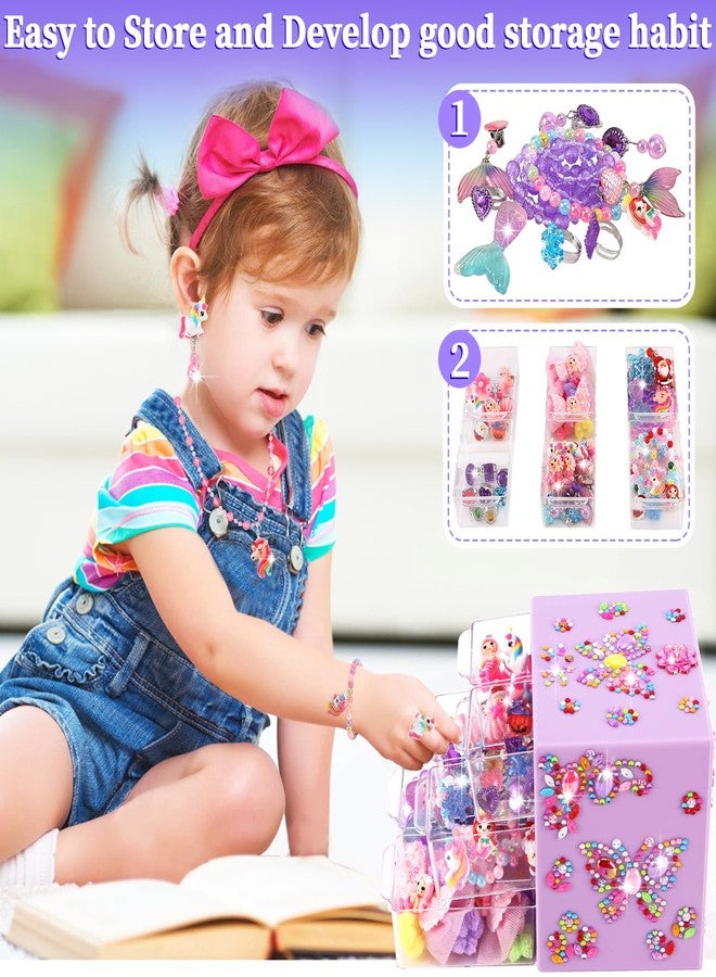 Drabac Toddler Girl Toys for Ages 5-7 Littler Girls Jewelry Set,51Pcs Kids Toy for Girls Age 8-10 Clip on Earrings,Princess Toys Adjustable Ring,Girl Toy Age 3 4 5 6-8 Year Old Birthday Christmas Gifts - Image 3
