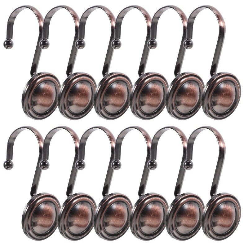 Vintage Copper Flat Iron Decorative Shower Curtain Hooks Set Of 12pcs Bathroom Hangers - Image 2