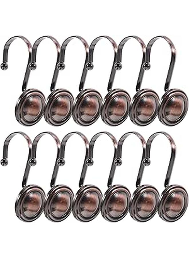 Vintage Copper Flat Iron Decorative Shower Curtain Hooks Set Of 12pcs Bathroom Hangers - Image 1