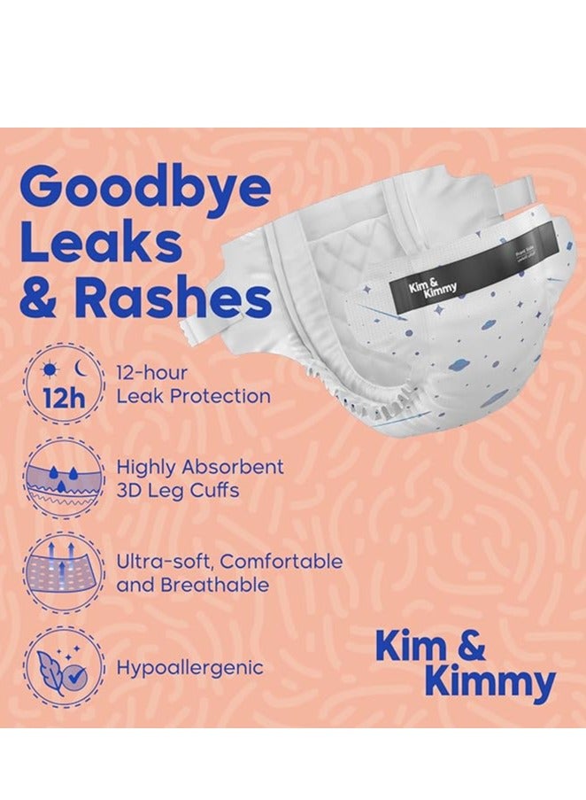 Kim & Kimmy Eco Diapers, Size 3, 6-11 kg, 60 Diapers - 12 Hour Leak Protection, No Rashes, Hypoallergenic, Ultra-Soft & Highly Absorbent - Cruelty Free & Vegan Assorted Print  - Image 2