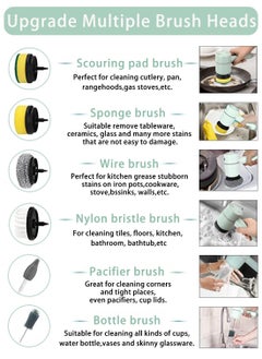Alruht Rechargeable Electric Spin Scrubber, Portable Handheld Cleaning Brush with 6 Replaceable Brush Heads, Cordless Cleaning Brush for Bathroom, Kitchen, Dish, Milk bottle, Tile, Glass  - Image 2