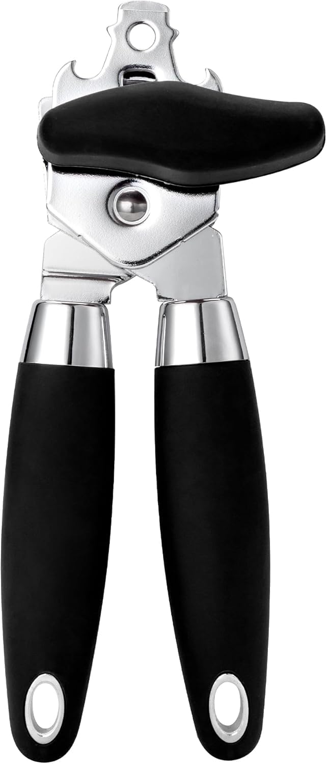 Rexez Can Opener, Manual Heavy Duty Can Opener with Smooth Edge, Sharp Stainless Steel Blade, Good Soft Handles, Non-Slip Handle | Black - Image 1