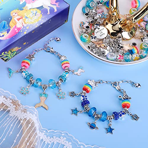 AIPRIDY 150 Pieces Charm Bracelet Making Kit,Unicorn Mermaid Crafts Gifts Set Can Inspires Imagination and Creativity,Jewelry Making Kit Perfect Gifts for Girls 5-12 Years Old (150 Pieces) - Image 5