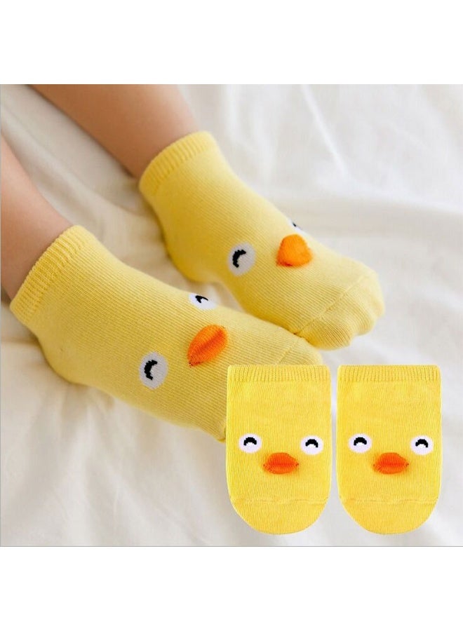 دايتويز جوارب أطفال صفراء ناعمة بتصميم وجوه مبتسمة مرحة - جوارب كاحل لطيفة للأطفال حديثي الولادة حتى عمر 12-18 شهرًا - Image 1