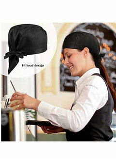 Y&D Chef Work Hat Waiter Uniform Lace Up Strap Cap Grill Barbecue Black Headdress Dustproof Cleaning for Women Men, Cooling Helmet Liner, Cooking & Outdoor Activities  - Image 4