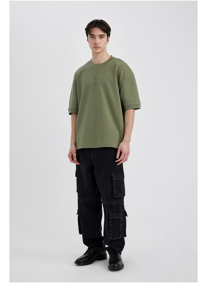 DeFacto - Man Loose Fit Crew Neck Short Sleeve Knitted T-Shirt - Image 1