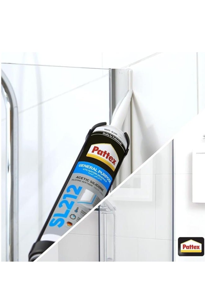Pattex Transparent Acetic Silicone Sealant With Silicone Gun,280ml,SL212,General Purpose Silicone - Image 2
