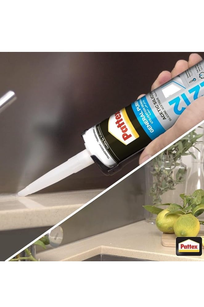 Pattex Transparent Acetic Silicone Sealant With Silicone Gun,280ml,SL212,General Purpose Silicone - Image 3