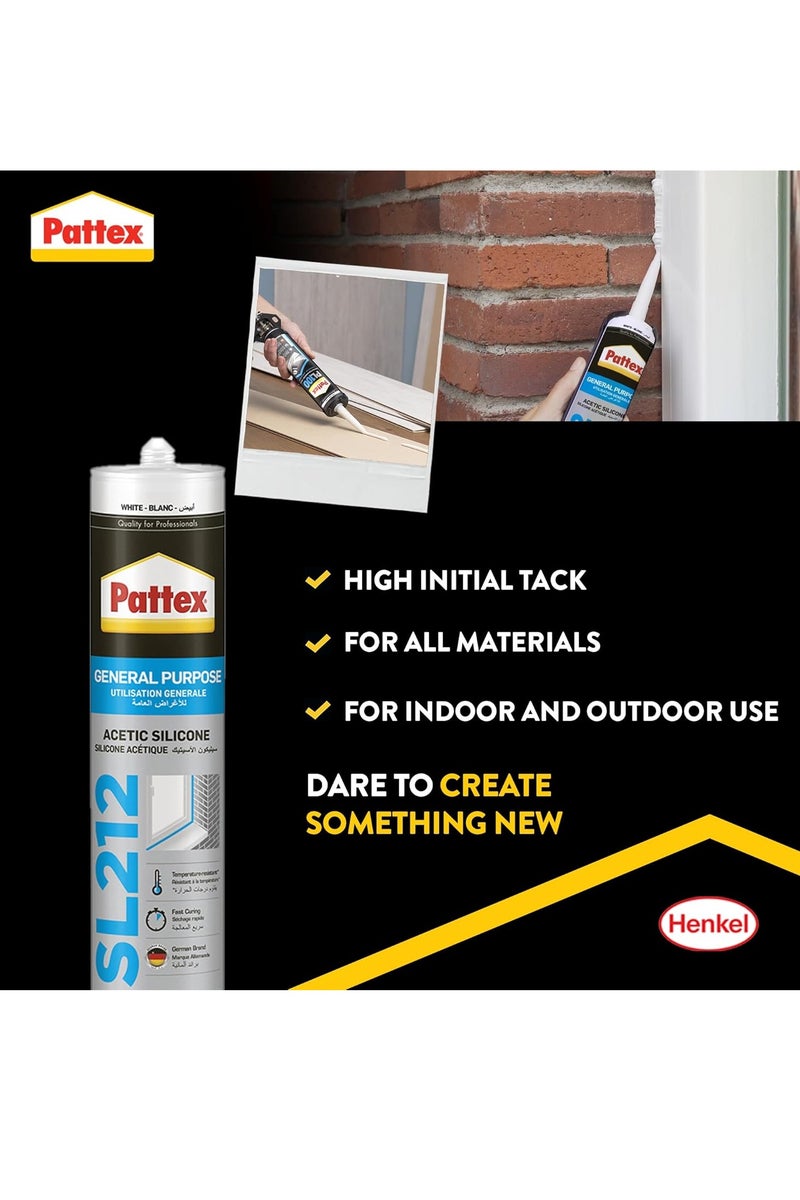 Pattex Transparent Acetic Silicone Sealant With Silicone Gun,280ml,SL212,General Purpose Silicone - Image 5