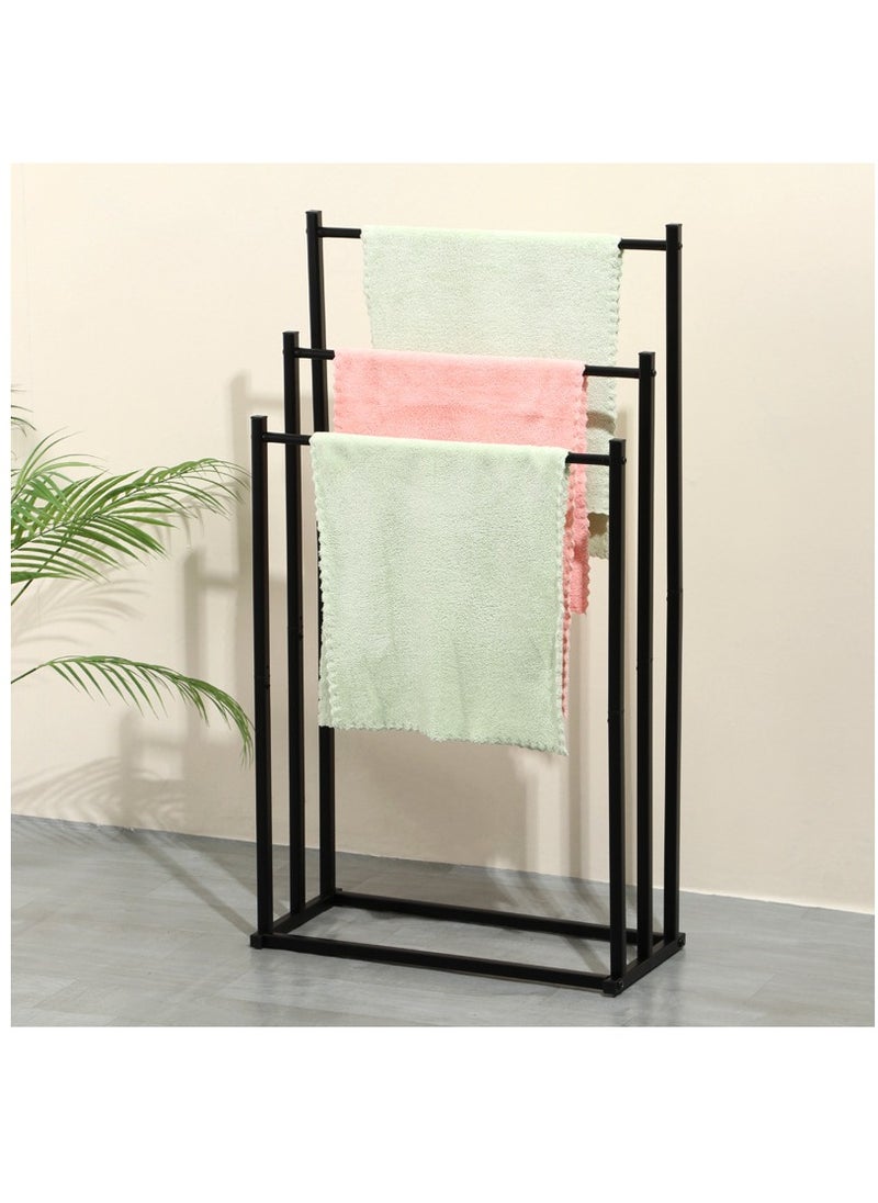 XiuWoo 3-Tier Large Capacity Freestanding Metal Folding Towel Rack, Anti-rust Coating Metal Ladder Towel Holder, Drying Stand, Bathroom Bath Organizer Rack for Space Saving  - Image 3