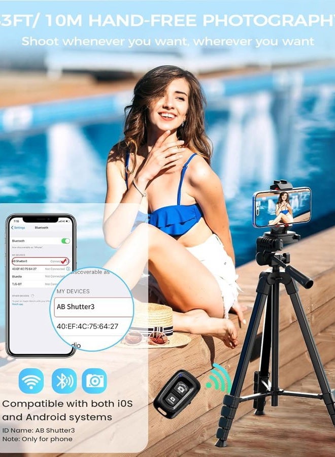 MACTREM 67" Phone Tripod, Tripod Stand for iPad iPhone Tablet Camera with 2 in 1 Mount & Wireless Remote, Aluminum Extendable iPhone Tripod for Video Recording/Selfies/Live Stream/Vlogging - Image 4
