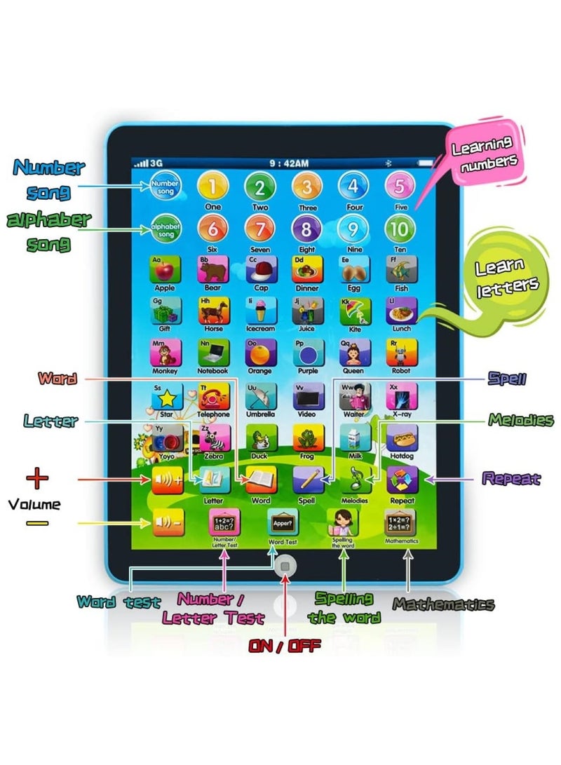 Huitich Educational Tablet Toy For Kids With Musical Sound Blue - Image 2