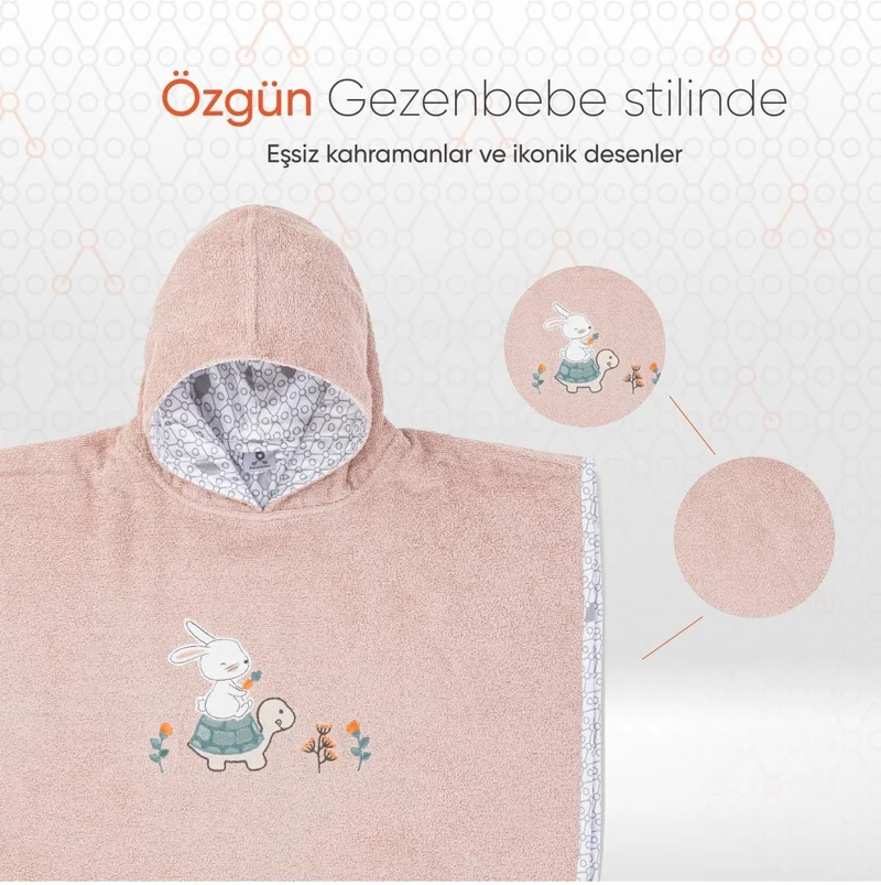 Gezenbebe Hero Hero Hooded Towel Baby Kids Poncho Bunny