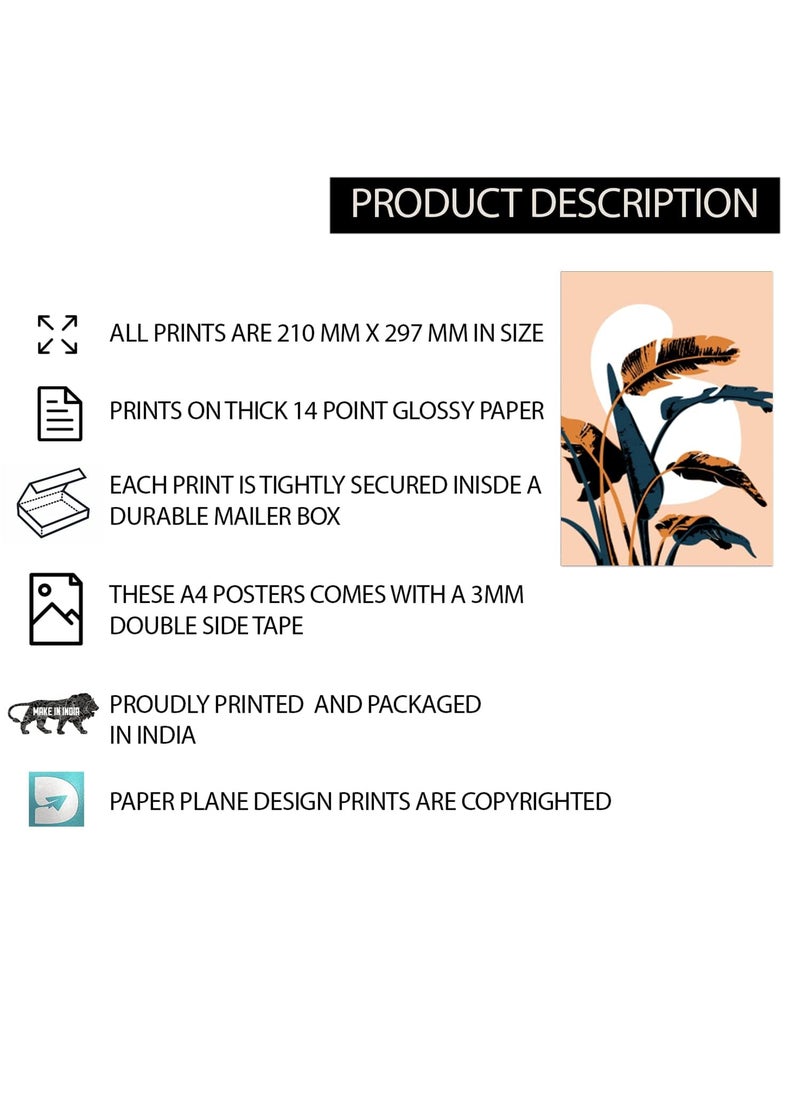 Paper Plane Design - PAPER PLANE DESIGN Poster For Living room Bedroom Office Wall Decoration Set of 12 (29 X 21 cm) (Boho_01) - Image 1