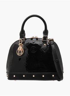 ELLE Women Monogram Embossed Tote Bag with Top Handles and Detachable Strap  - Image 1