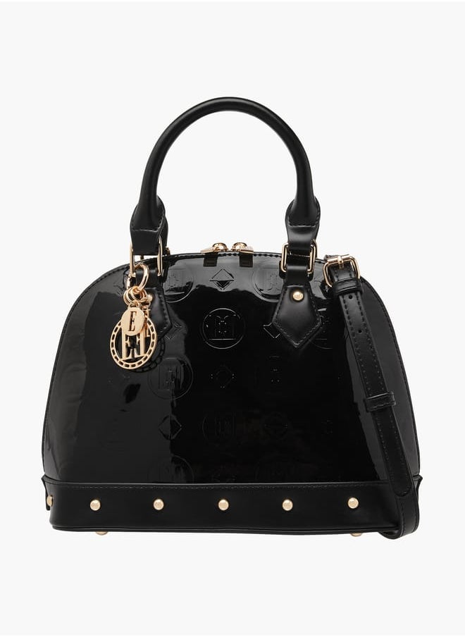 ELLE Women Monogram Embossed Tote Bag with Top Handles and Detachable Strap  - Image 1