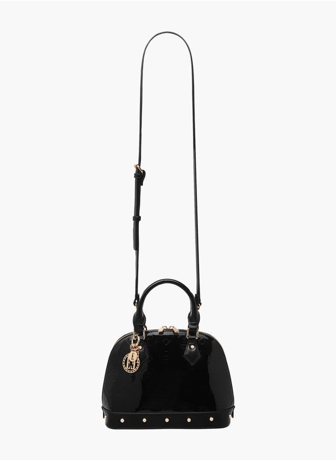 ELLE Women Monogram Embossed Tote Bag with Top Handles and Detachable Strap  - Image 2