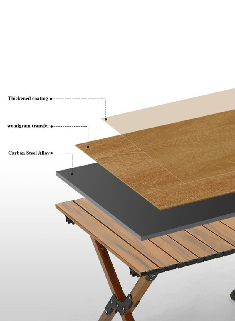 Sharpdo Simple and Portable Carbon Steel Egg Roll Table Folding Table for 1-2 People, Suitable for Camping, Seaside, and Outdoor Activities 60*60*45CM - Image 2