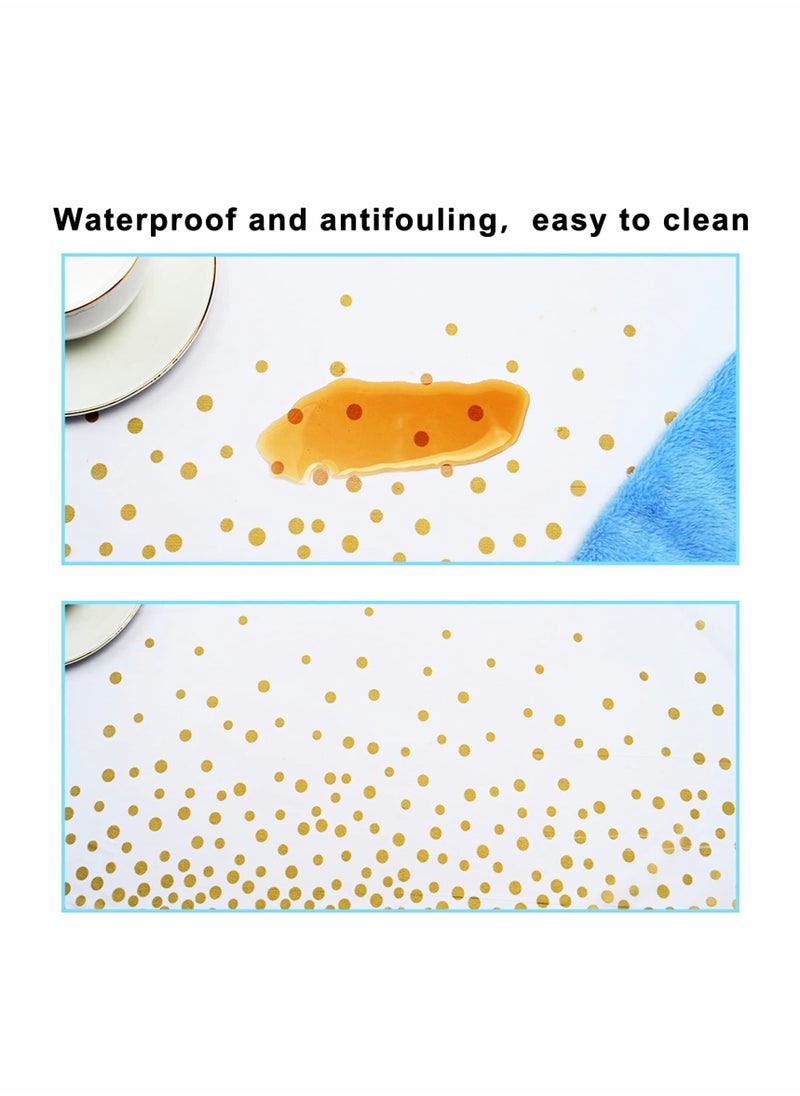 Generic - Gold Dot Disposable Plastic Tablecloths for Rectangular Tables - Perfect for Parties, Weddings, and Events - 10 Pack 54 x 108 Inches - Image 1