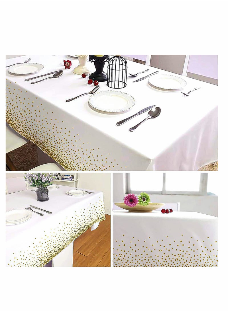 Generic - Gold Dot Disposable Plastic Tablecloths for Rectangular Tables - Perfect for Parties, Weddings, and Events - 10 Pack 54 x 108 Inches - Image 1