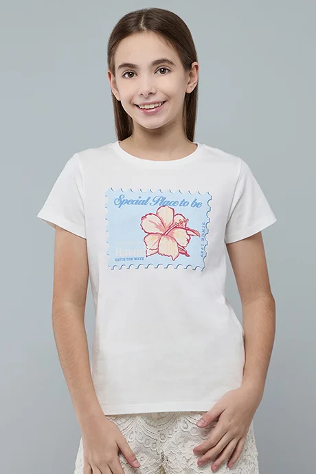 R&B Printed T-Shirt with Crew Neck and Short Sleeves