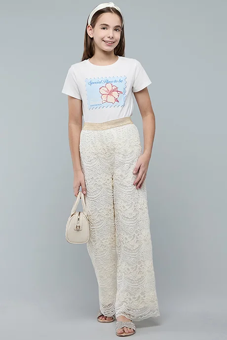 R&B Printed T-Shirt with Crew Neck and Short Sleeves