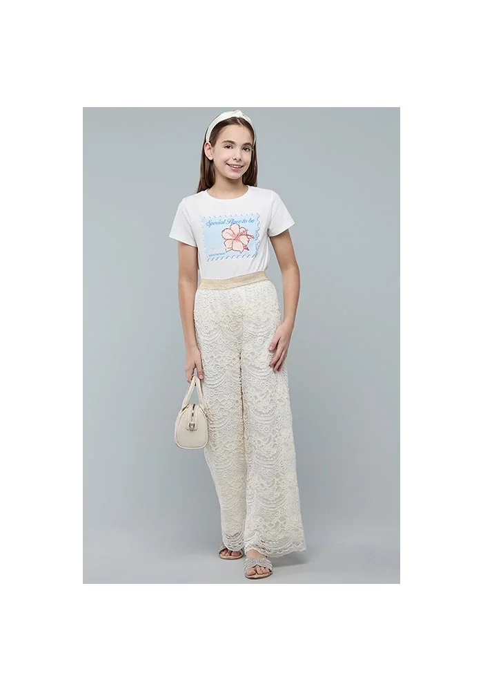 أر أند بي Printed T-Shirt with Crew Neck and Short Sleeves