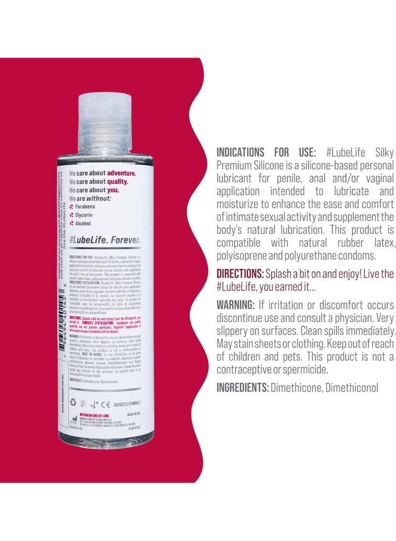 #LUBELIFE Silky Premium Silicone Lubricant, Extra Cushiony, Silky Smooth, Luxe Formula for Women, Men, and Couples, Unscented, Non-Sticky and Water-Resistant, 8oz - Image 2