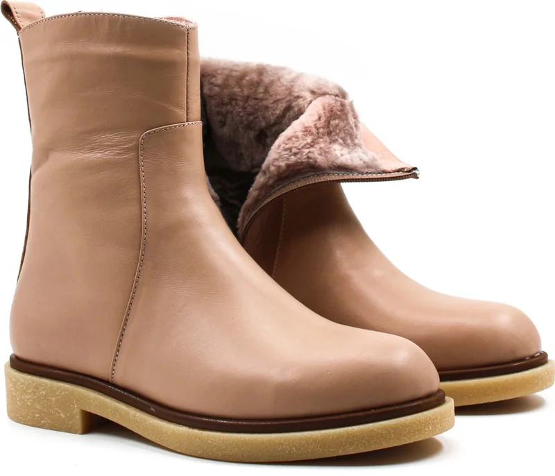 فاست ستيب Leather Fur Women's Classic Boots 866KZA321
