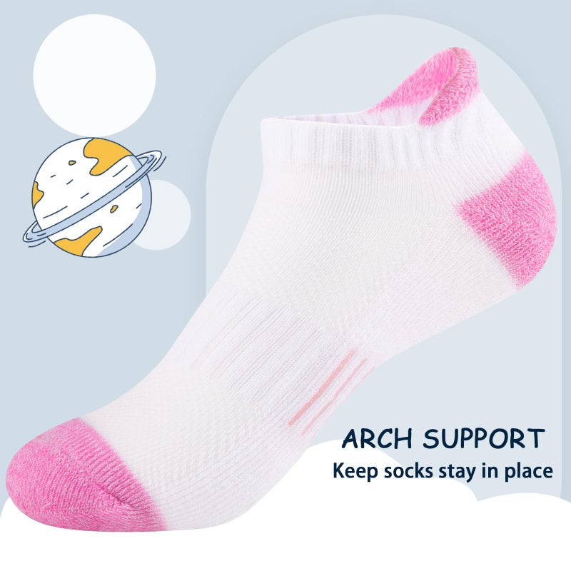 Comfoex Girls Socks Ankle Athletic Socks For Kids 4-6 6-8 8-10 Years Old Short Socks With Cushioned Sole 8 Pairs - Image 5