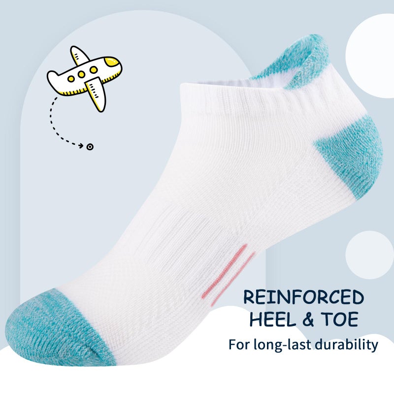 Comfoex Girls Socks Ankle Athletic Socks For Kids 4-6 6-8 8-10 Years Old Short Socks With Cushioned Sole 8 Pairs - Image 3