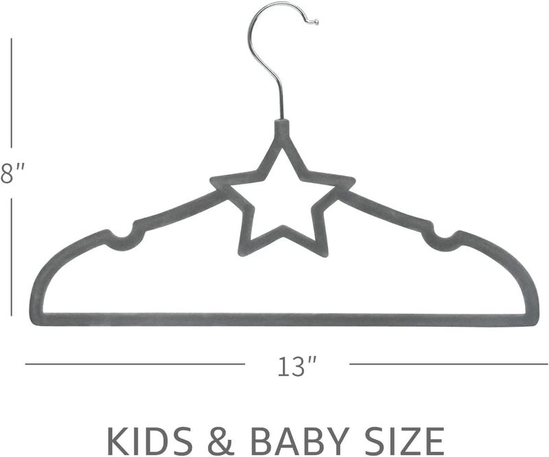 ManGotree Pack of 15 Star-Shape Velvet Baby Clothes Hangers - Non-Slip Design for Newborn to Toddler Clothes (Grey Star-shaped) - Image 2