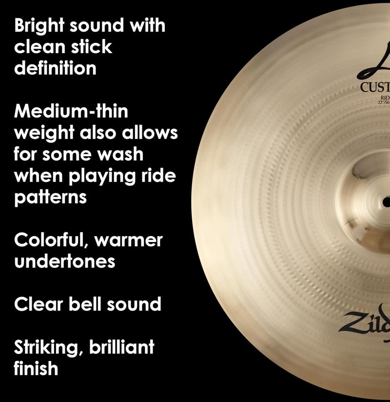 Zildjian A Custom Series 22" Ride Cymbal - Image 4