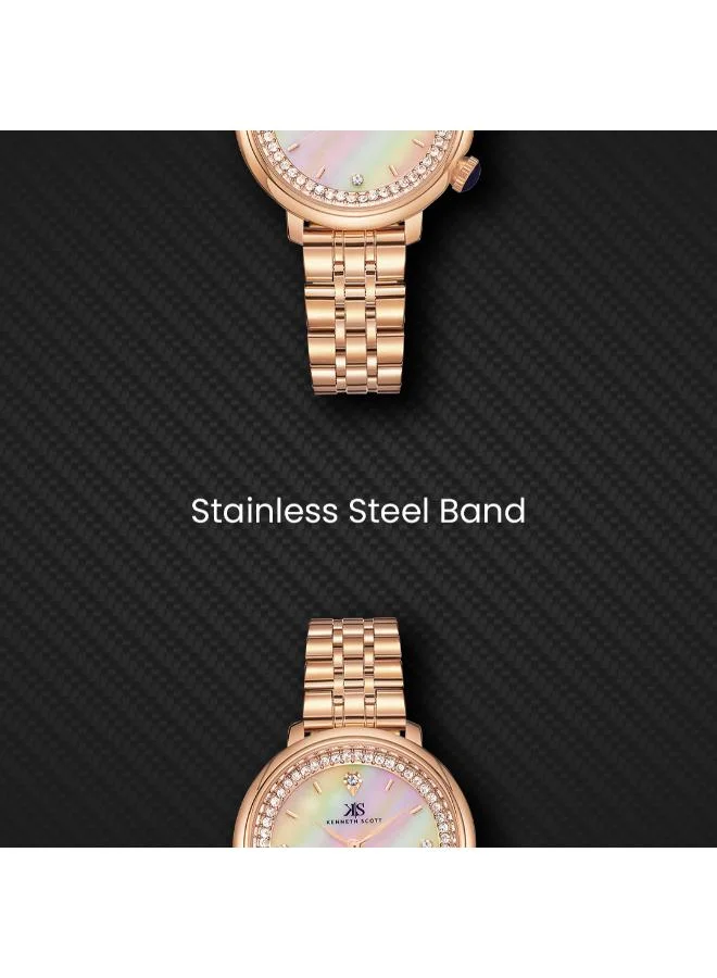 Kenneth Scott  Women's Stainless Steel Analog Watch K23518-RBKM - 30 mm for Women | Best Price UAE