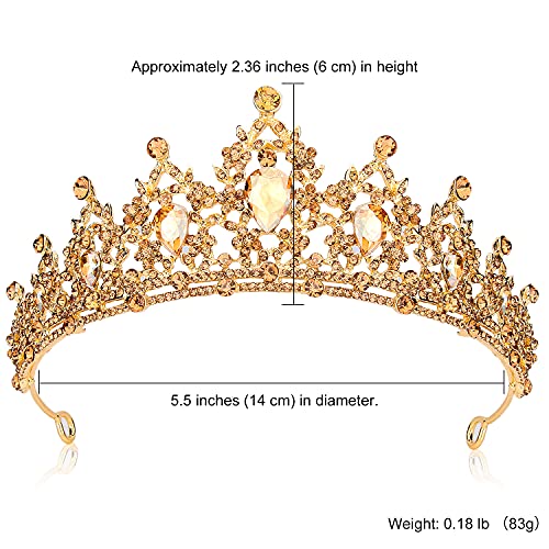 SuPoo Gold Crown Queen Crowns for Women Birthday Tiara Champagne Tiara for Women Rhinestone Headband Hair Accessories Gifts Princess Decoration for Wedding Party Prom Halloween Costume - Image 2