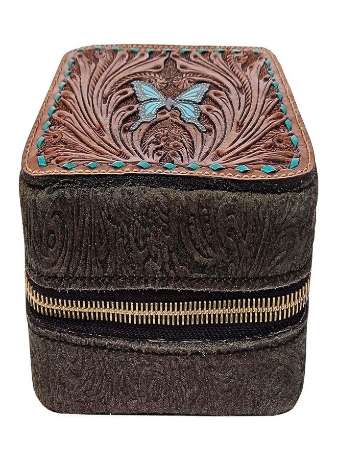 CHALLENGER Women's Western Butterfly Floral Tooled Jewelry Travel Case Box 18RSJ04 - Image 5
