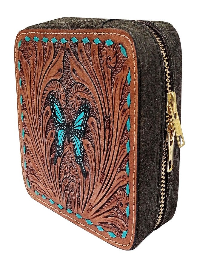 CHALLENGER Women's Western Butterfly Floral Tooled Jewelry Travel Case Box 18RSJ04 - Image 3
