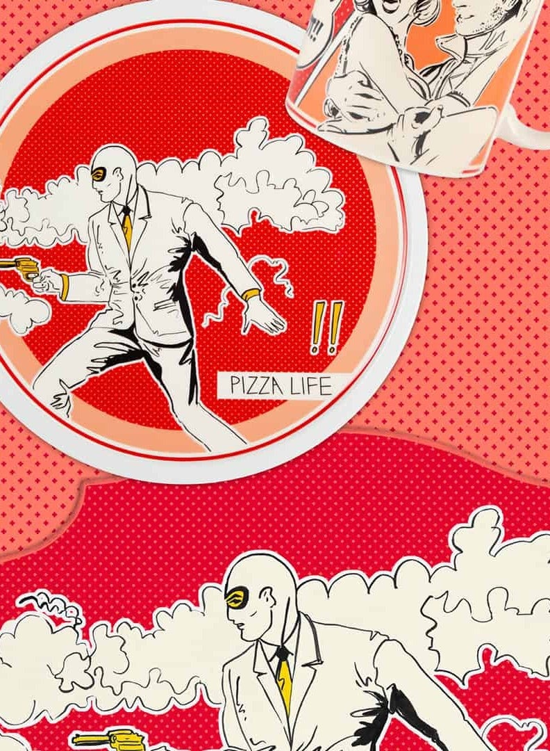 Baci milano Placemat 47x38 cm – Cotton – “Pizza Life” Red Pop Art Design – Stylish Comic Table Mat for Dining or Gift  - Image 2