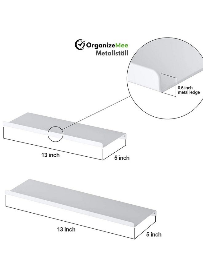 OrganizeMee OrganizeMee Metal Floating Shelf for Wall for Decorative Wall, Long Wall Shelf, Nordic, Modern Design,for Living Room & Bedroom, Home Decor Items Plant Pot mounting 13" (White: 1yr Warranty) - Image 2