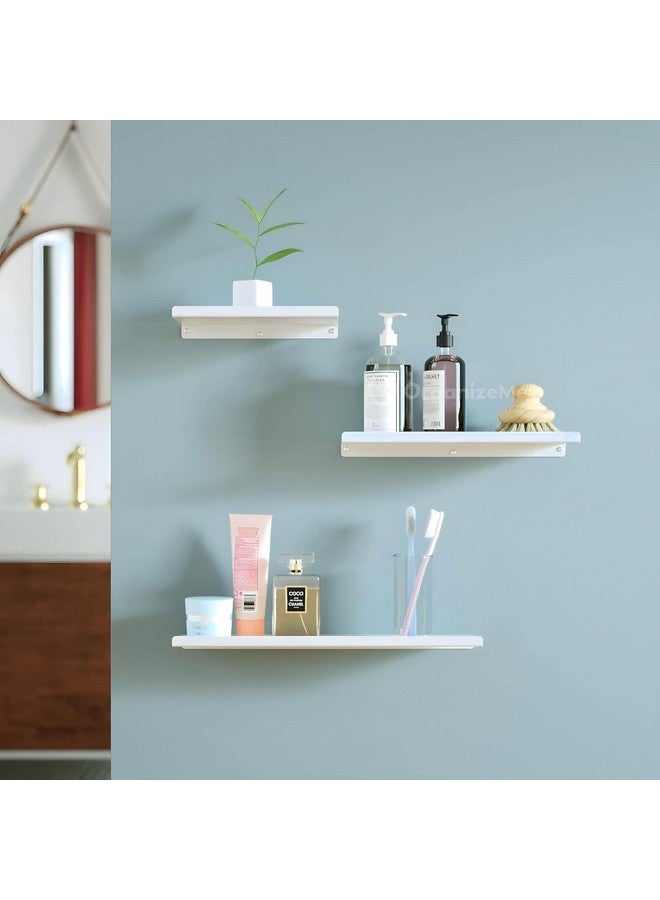 OrganizeMee OrganizeMee Metal Floating Shelf for Wall for Decorative Wall, Long Wall Shelf, Nordic, Modern Design,for Living Room & Bedroom, Home Decor Items Plant Pot mounting 13" (White: 1yr Warranty) - Image 3