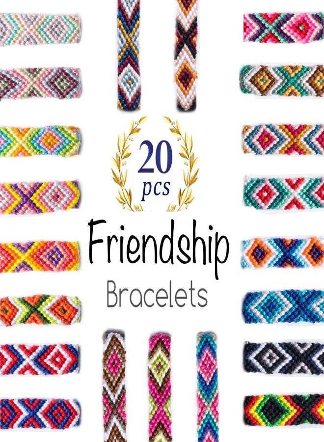 iShyan Woven Friendship Bracelets 20 Pcs Braided Bracelets Handmade Colorful Adjustable String Bracelets,1cm - Image 1