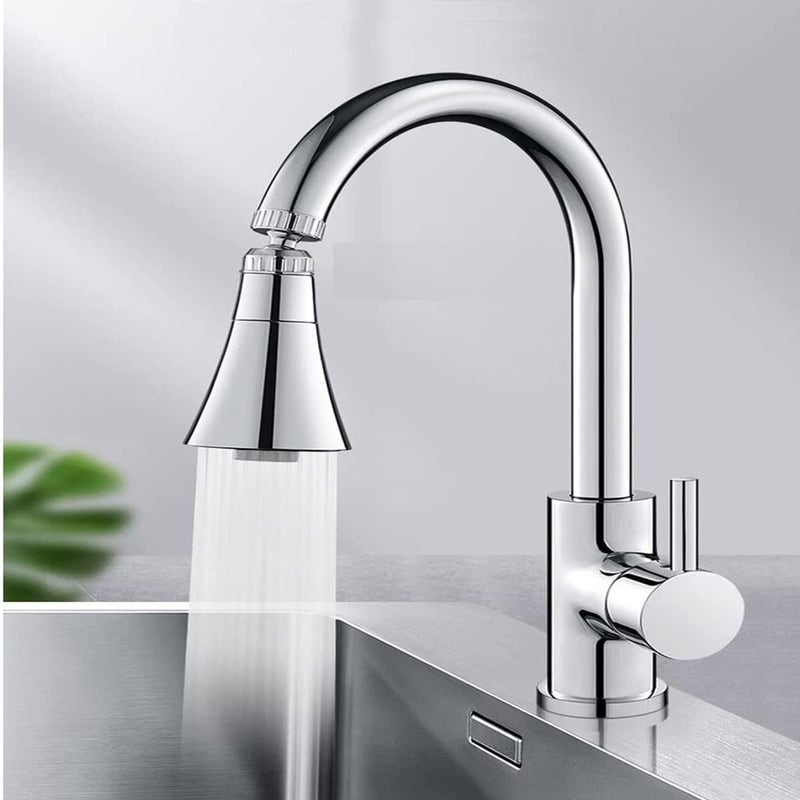 DLEST ABS 360 Rotatable Water Saving Health Faucet Head Dual Mode for Bathroom Kitchen Silver Chrome Finish 2 Water Outlet Modes Faucet Head - Image 2