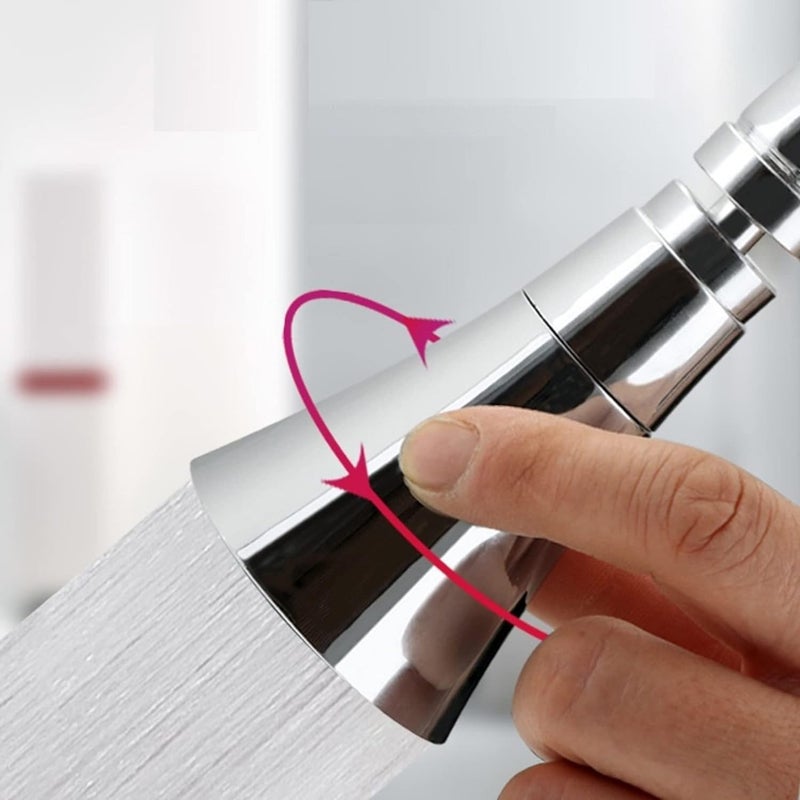 DLEST ABS 360 Rotatable Water Saving Health Faucet Head Dual Mode for Bathroom Kitchen Silver Chrome Finish 2 Water Outlet Modes Faucet Head - Image 3