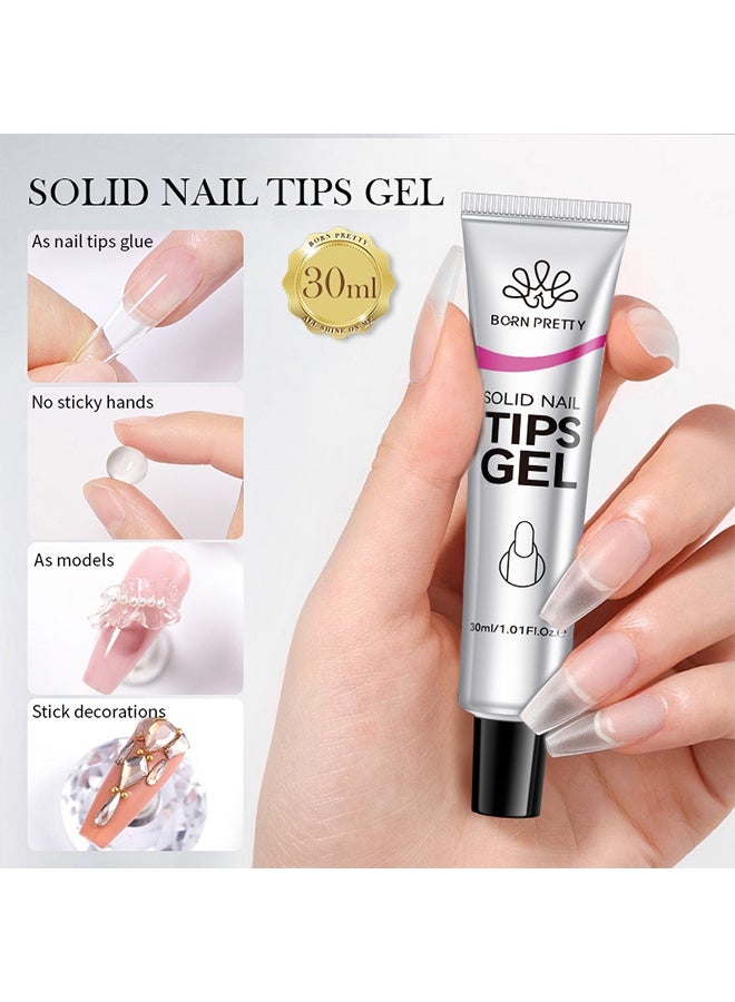 Born Pretty Solid Nail Tips Gel- Lamp Curing Solid Nail Glue for False Acrylic Nails, Crystal Clear Long Lasting 28 Days No Yellowing Salon Quality DIY Home Beginner-friendly，30ml - Image 2