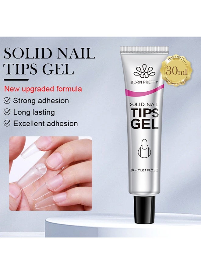 Born Pretty Solid Nail Tips Gel- Lamp Curing Solid Nail Glue for False Acrylic Nails, Crystal Clear Long Lasting 28 Days No Yellowing Salon Quality DIY Home Beginner-friendly，30ml - Image 3