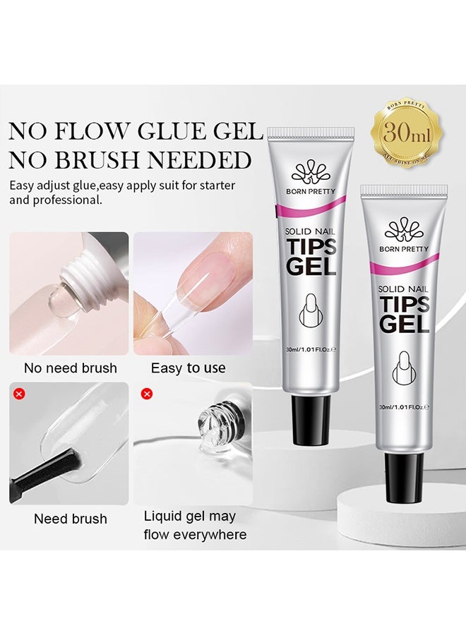 Born Pretty Solid Nail Tips Gel- Lamp Curing Solid Nail Glue for False Acrylic Nails, Crystal Clear Long Lasting 28 Days No Yellowing Salon Quality DIY Home Beginner-friendly，30ml - Image 4