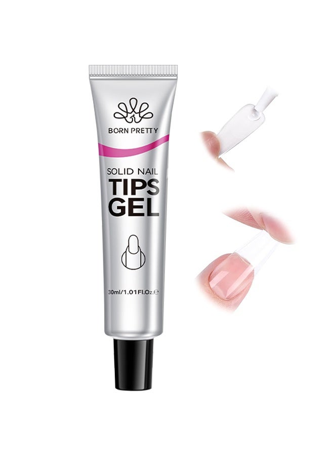 Born Pretty Solid Nail Tips Gel- Lamp Curing Solid Nail Glue for False Acrylic Nails, Crystal Clear Long Lasting 28 Days No Yellowing Salon Quality DIY Home Beginner-friendly，30ml - Image 1